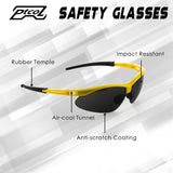 Ptcol ™ Safety Glasses for Sport & Work, Anti-fog Scratch Resistant Sunglasses, Smoke Tinted Lens & Non-Slip Grips, Protect UV